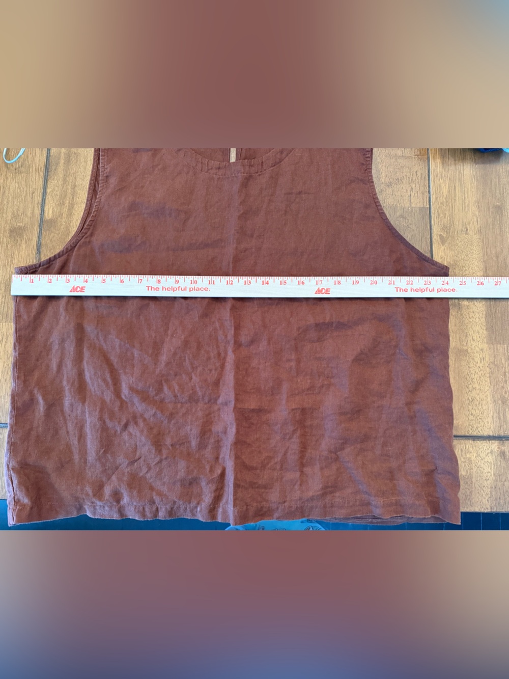 Quince 100% European Linen Sleeveless Tank Top Brown Coastal Earthy Sustainable - Picture 4 of 7